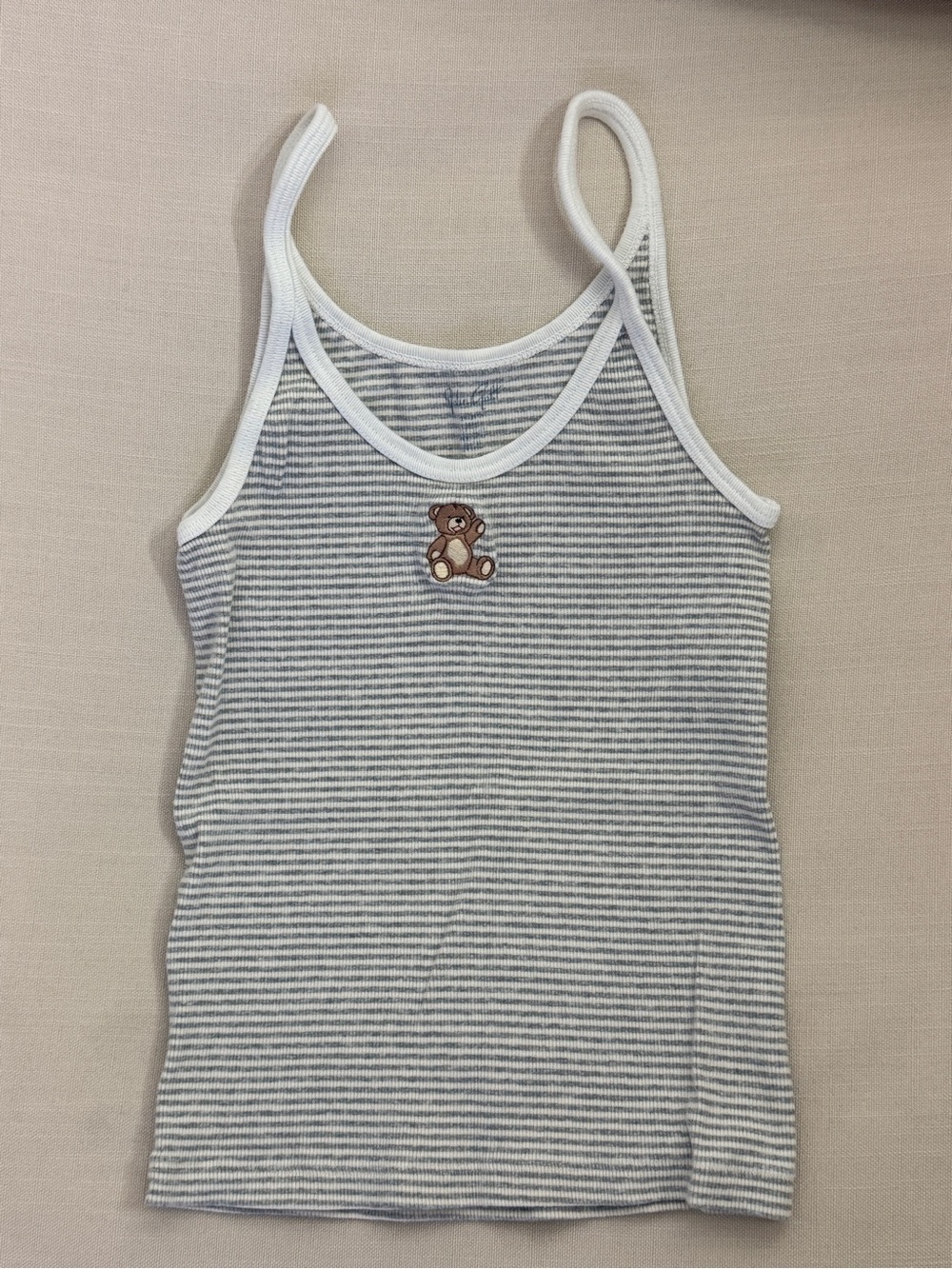 Brandy Melville Gray & White Striped Teddy Tank Top